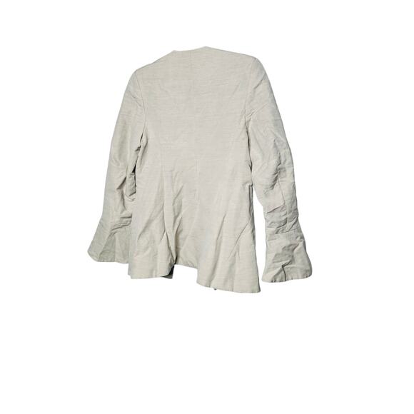 CO Clay Gray Collarless Flare Cuff V-Neckline Single Button Solo-Breasted Jacket - Picture 5 of 12